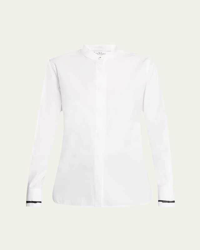 Otranto Mandarin Collar Cotton Blouse